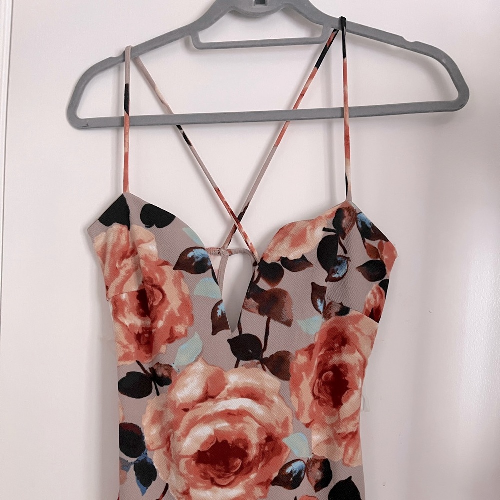 Floral mermaid mid dress.